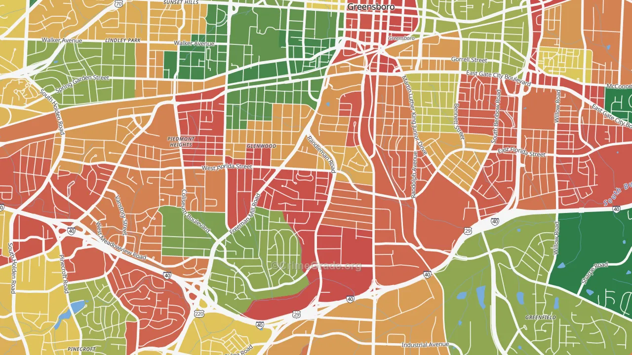 Smith Homes, Greensboro, NC Map of Burglary Rates