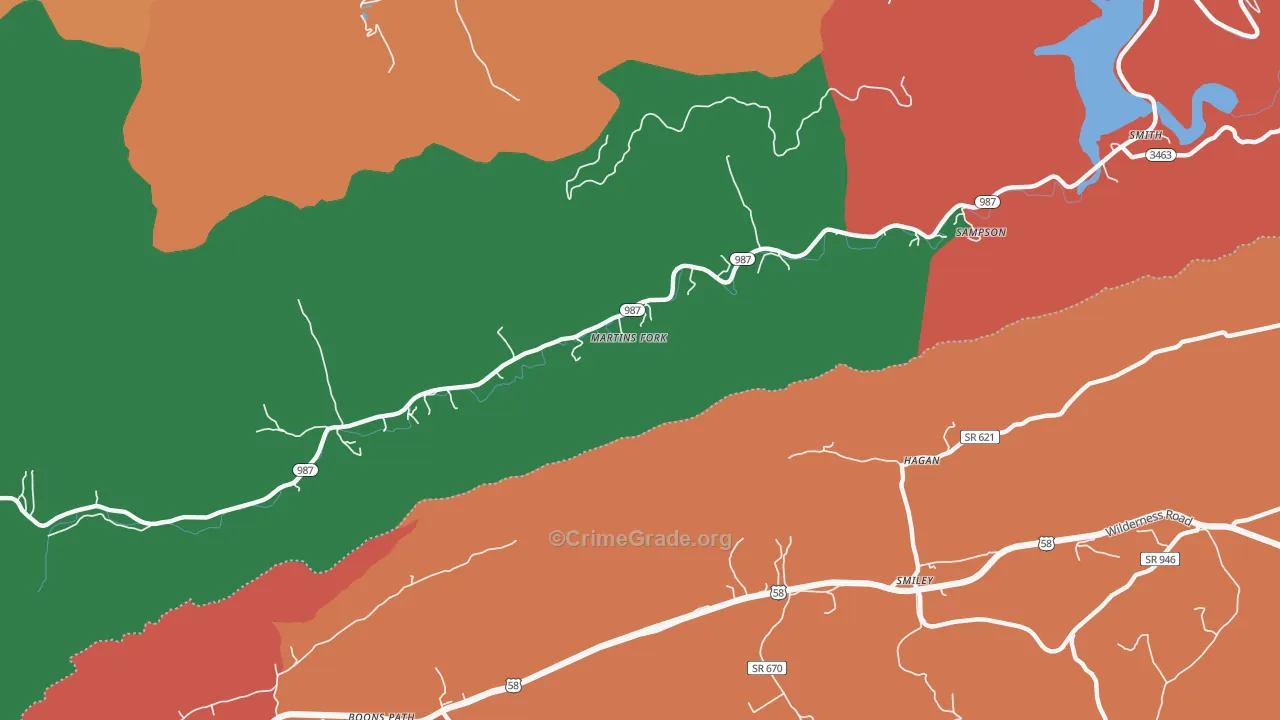 Smith, KY Map of Burglary Rates