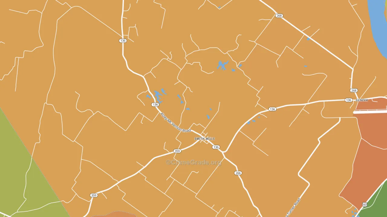 Smith Mills, KY Map of Burglary Rates