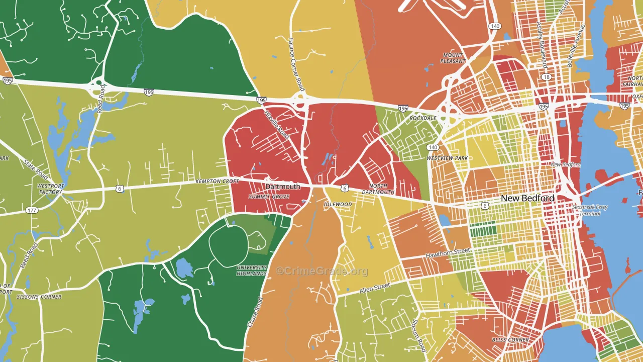 Smith Mills, MA Map of Burglary Rates