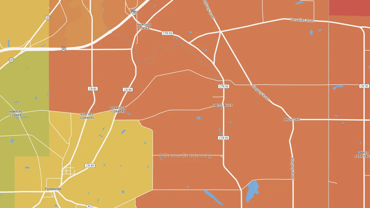 Smith Mills, NY Map of Burglary Rates
