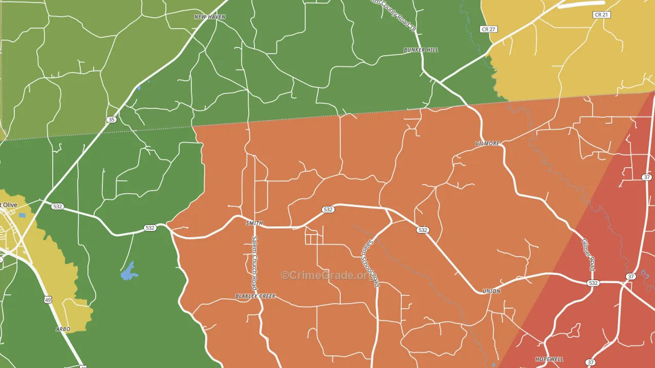 Smith, MS Map of Burglary Rates