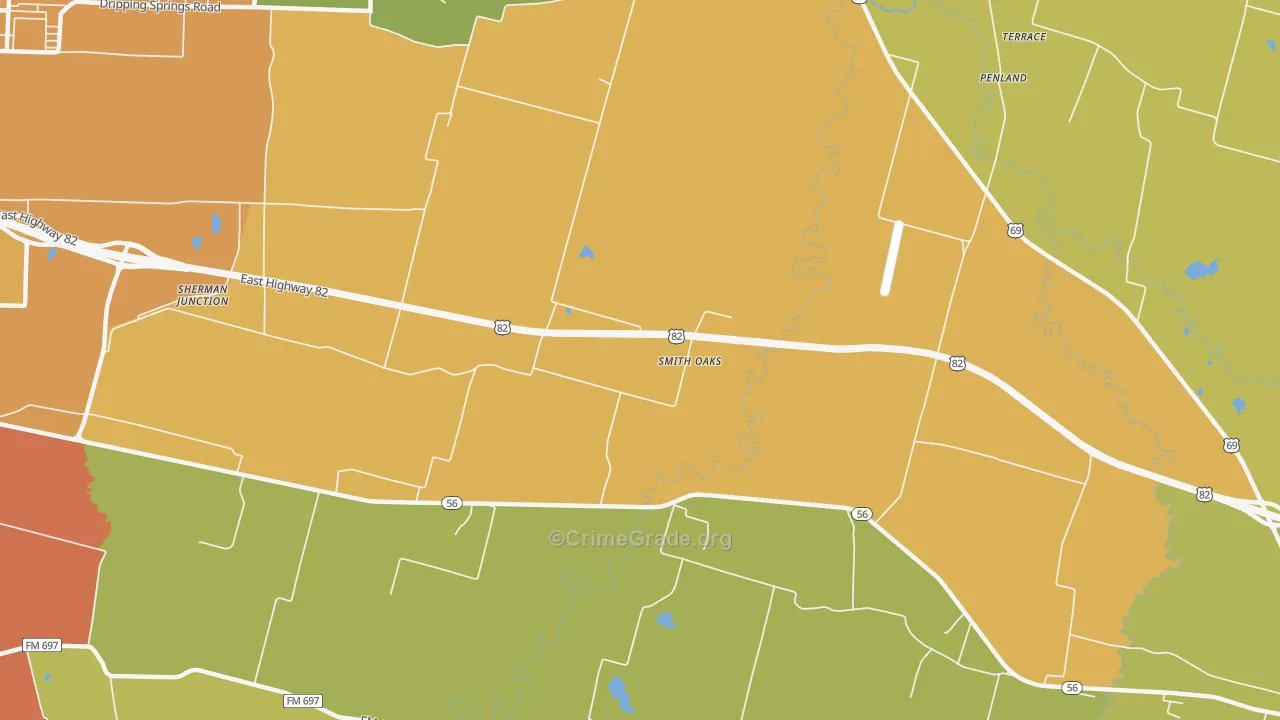 Smith Oaks, TX Map of Burglary Rates