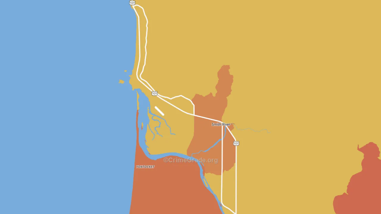 Smith River, CA Map of Burglary Rates