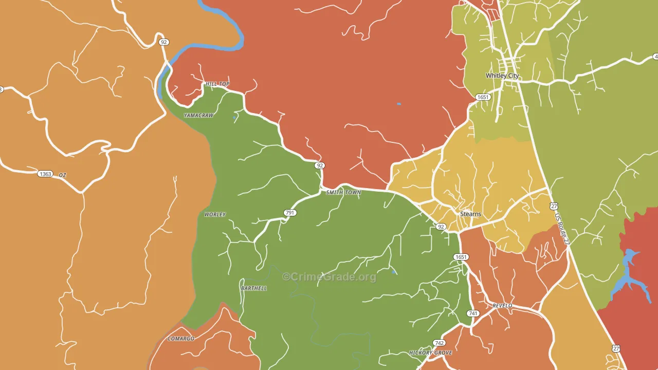 Smith Town, KY Map of Burglary Rates