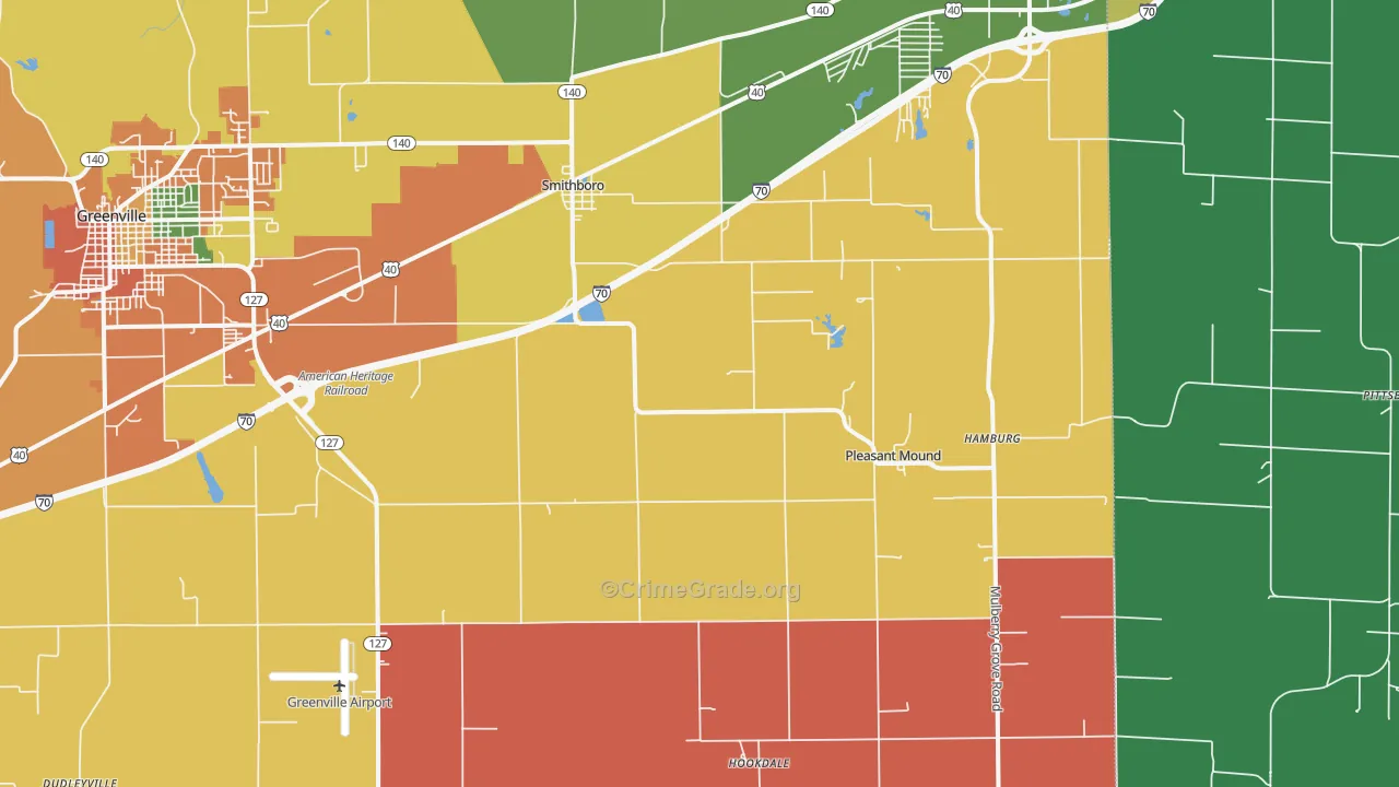 Smithboro, IL Map of Burglary Rates