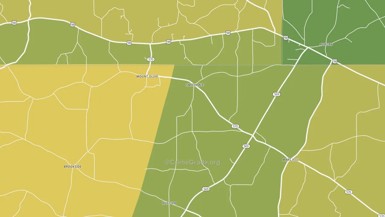 Smithdale, MS Map of Burglary Rates