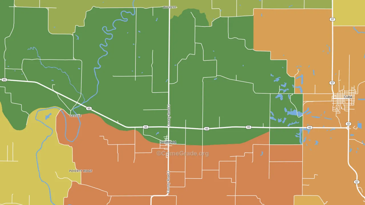 Smithfield, IL Map of Burglary Rates