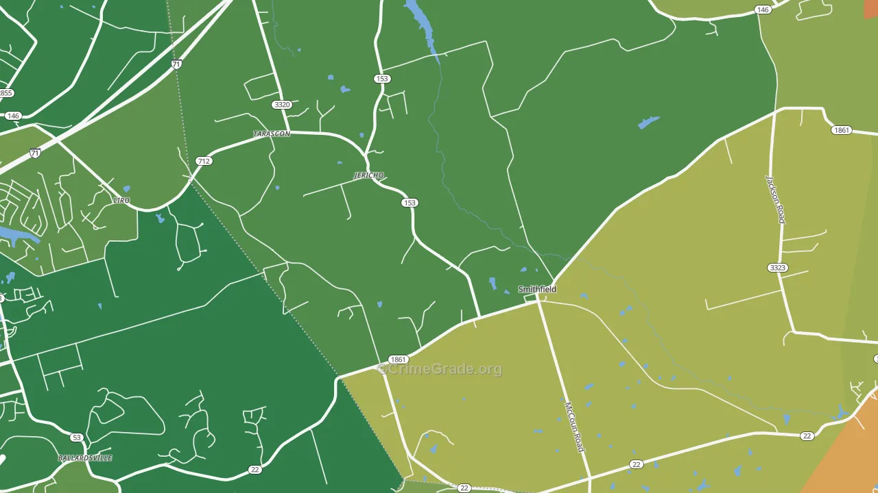 Smithfield, KY Map of Burglary Rates