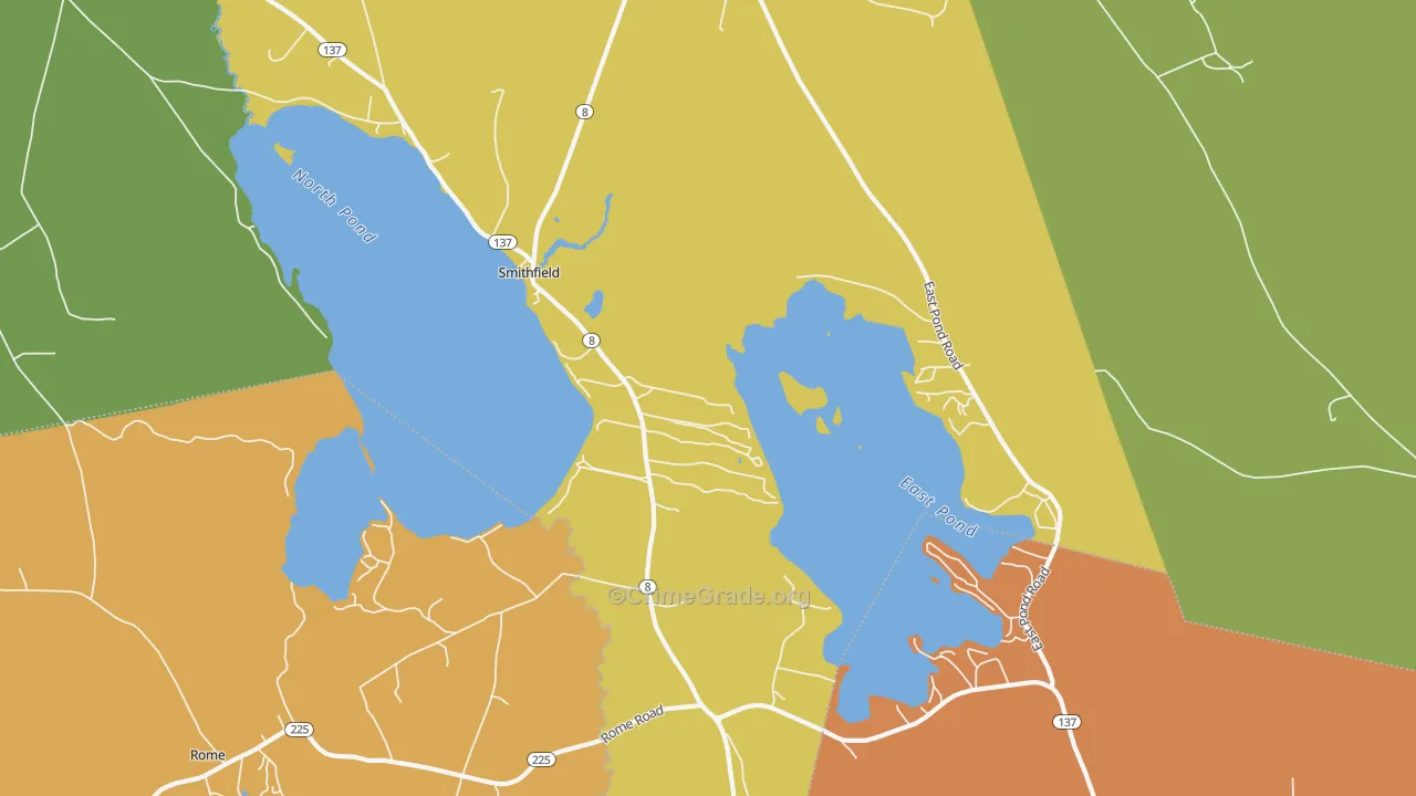Smithfield, ME Map of Burglary Rates