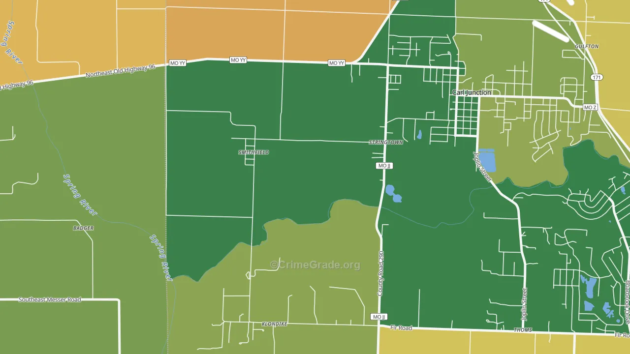 Smithfield, MO Map of Burglary Rates
