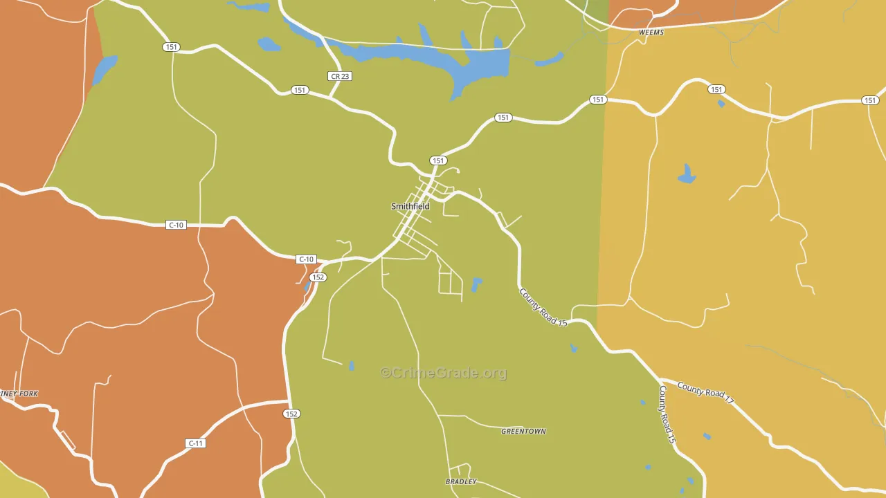 Smithfield, OH Map of Burglary Rates