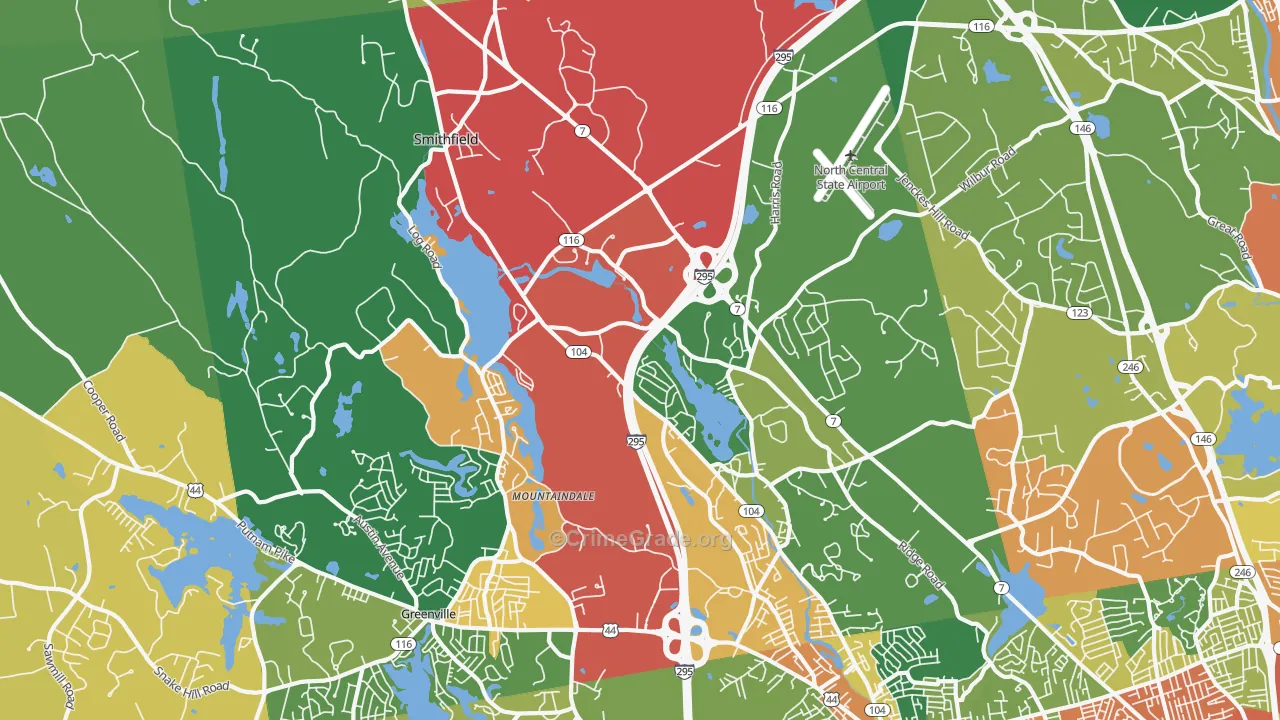 Smithfield, RI Map of Burglary Rates