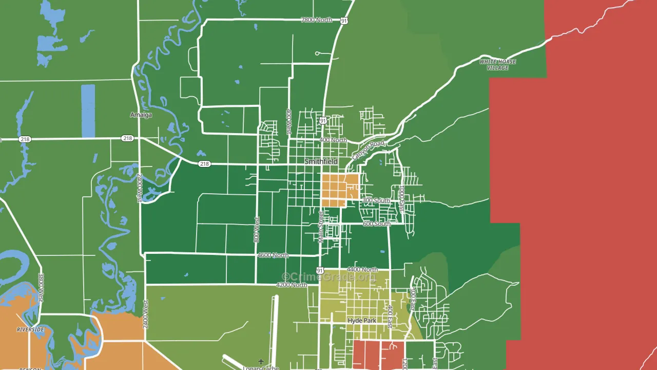 Smithfield, UT Map of Burglary Rates