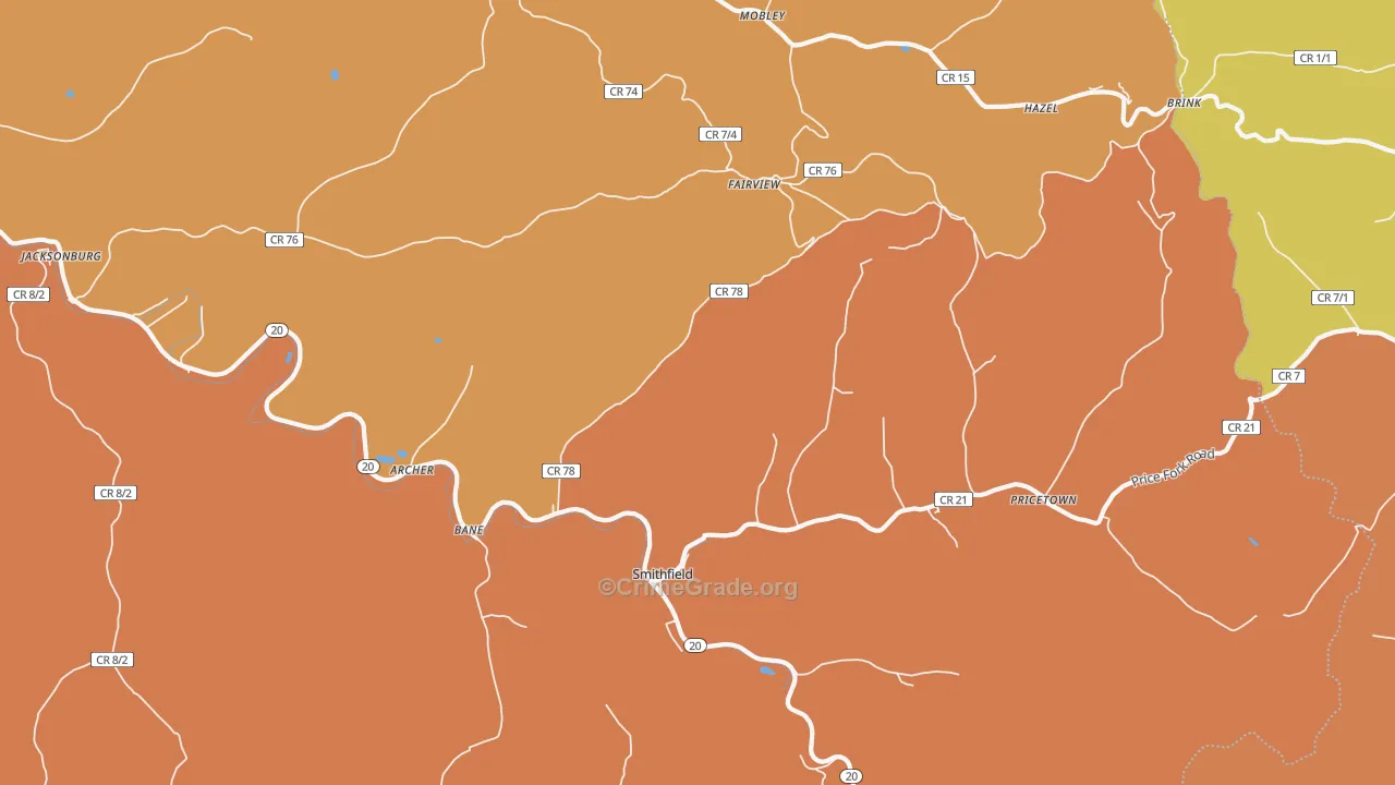 Smithfield, WV Map of Burglary Rates