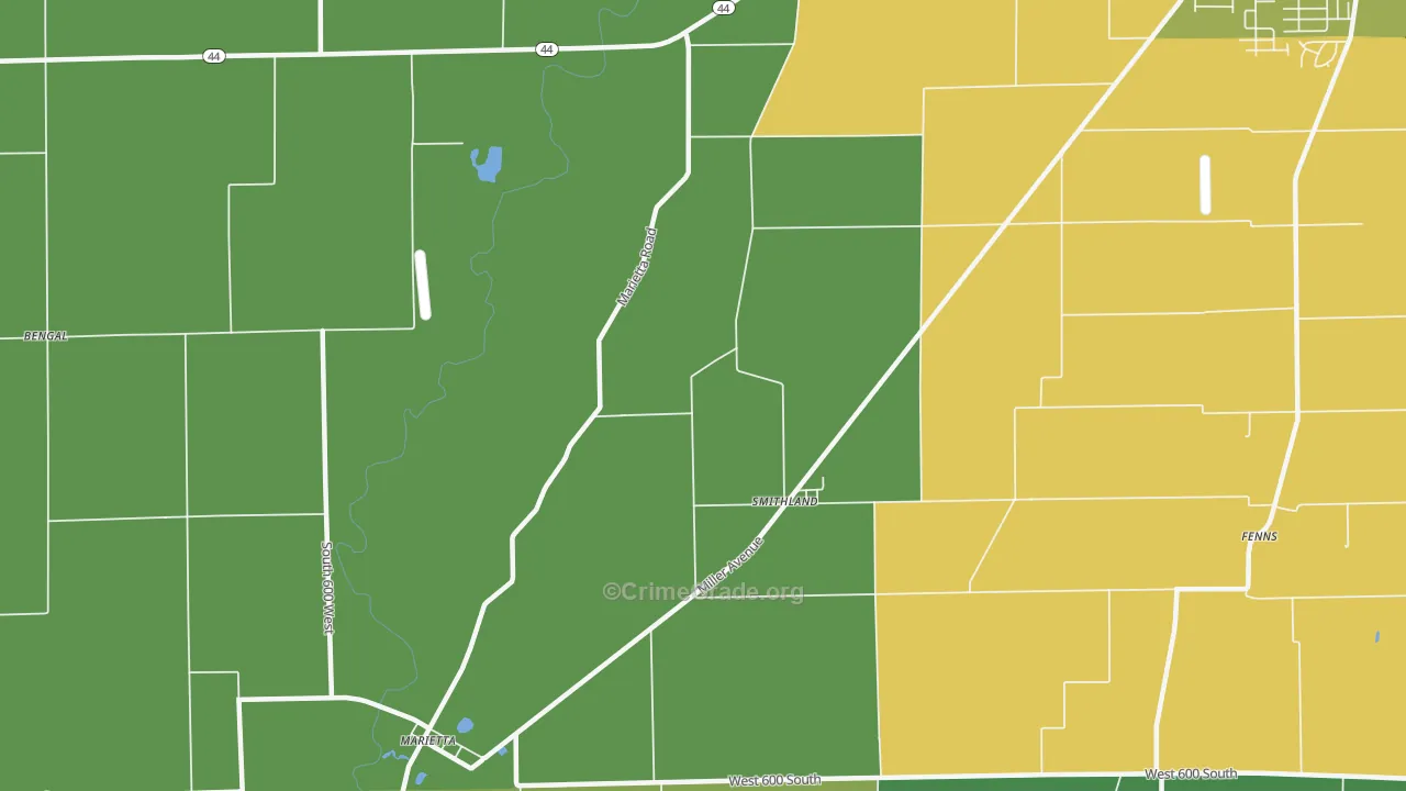 Smithland, IN Map of Burglary Rates