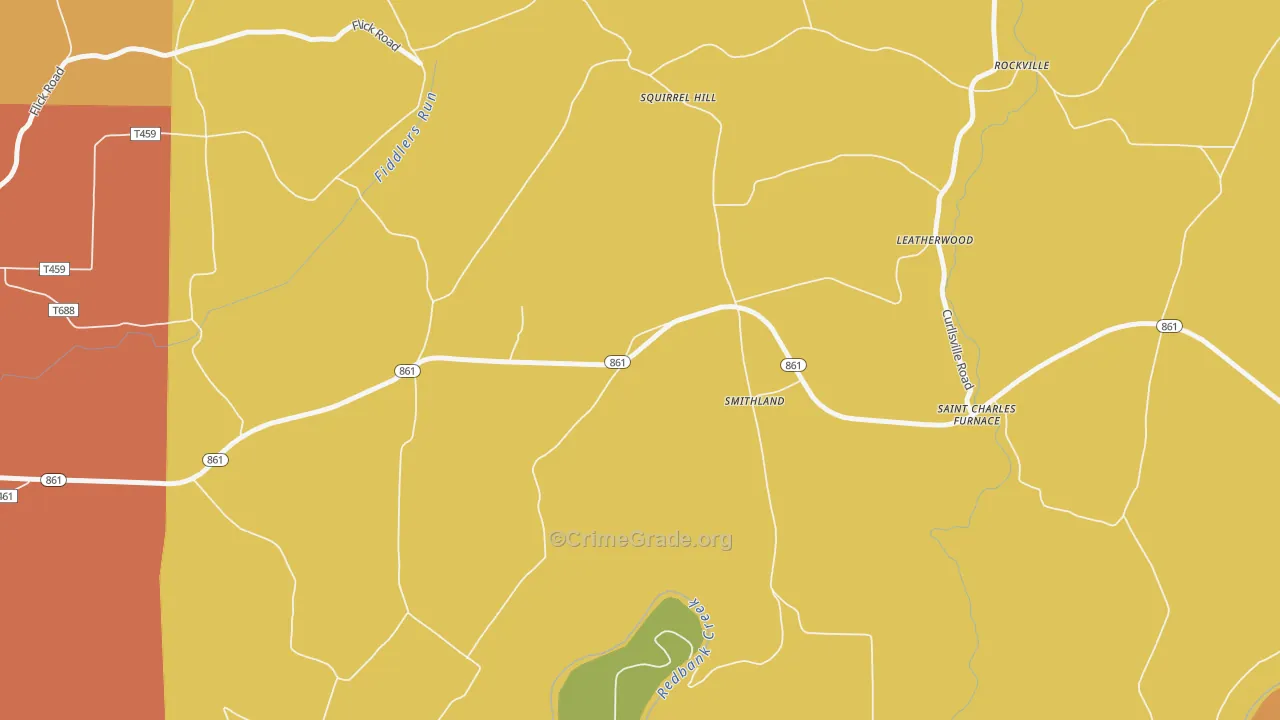 Smithland, PA Map of Burglary Rates
