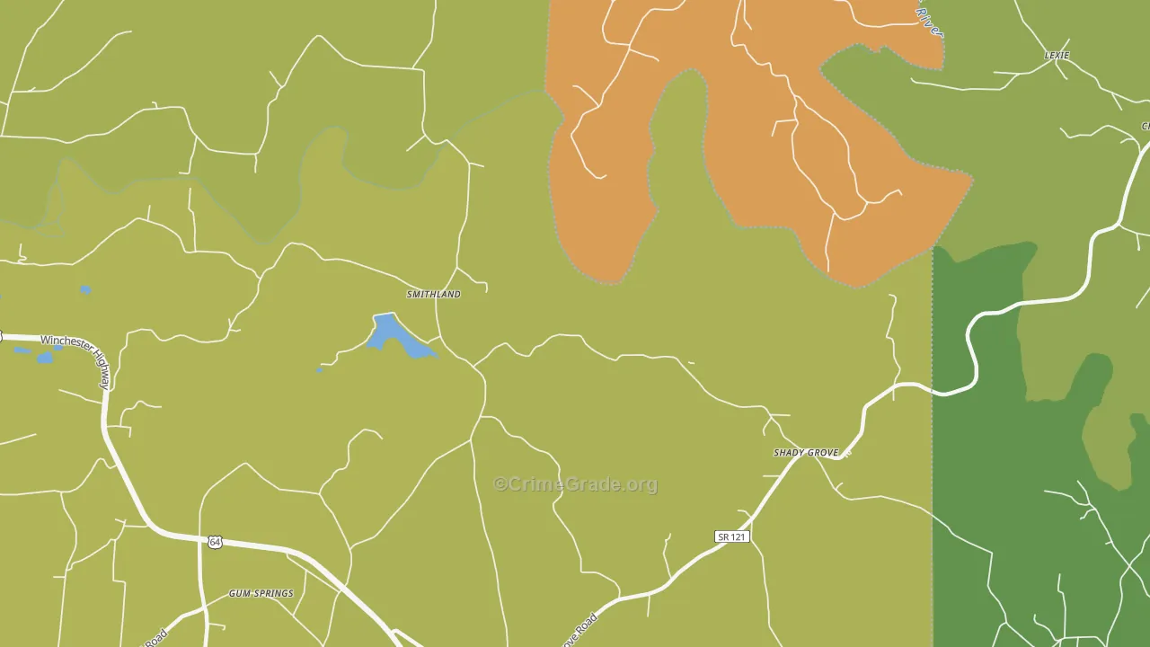 Smithland, TN Map of Burglary Rates