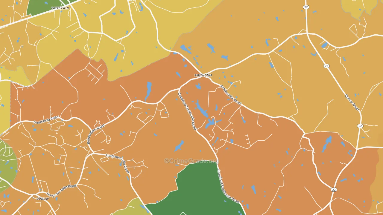 Smithonia, GA Map of Burglary Rates