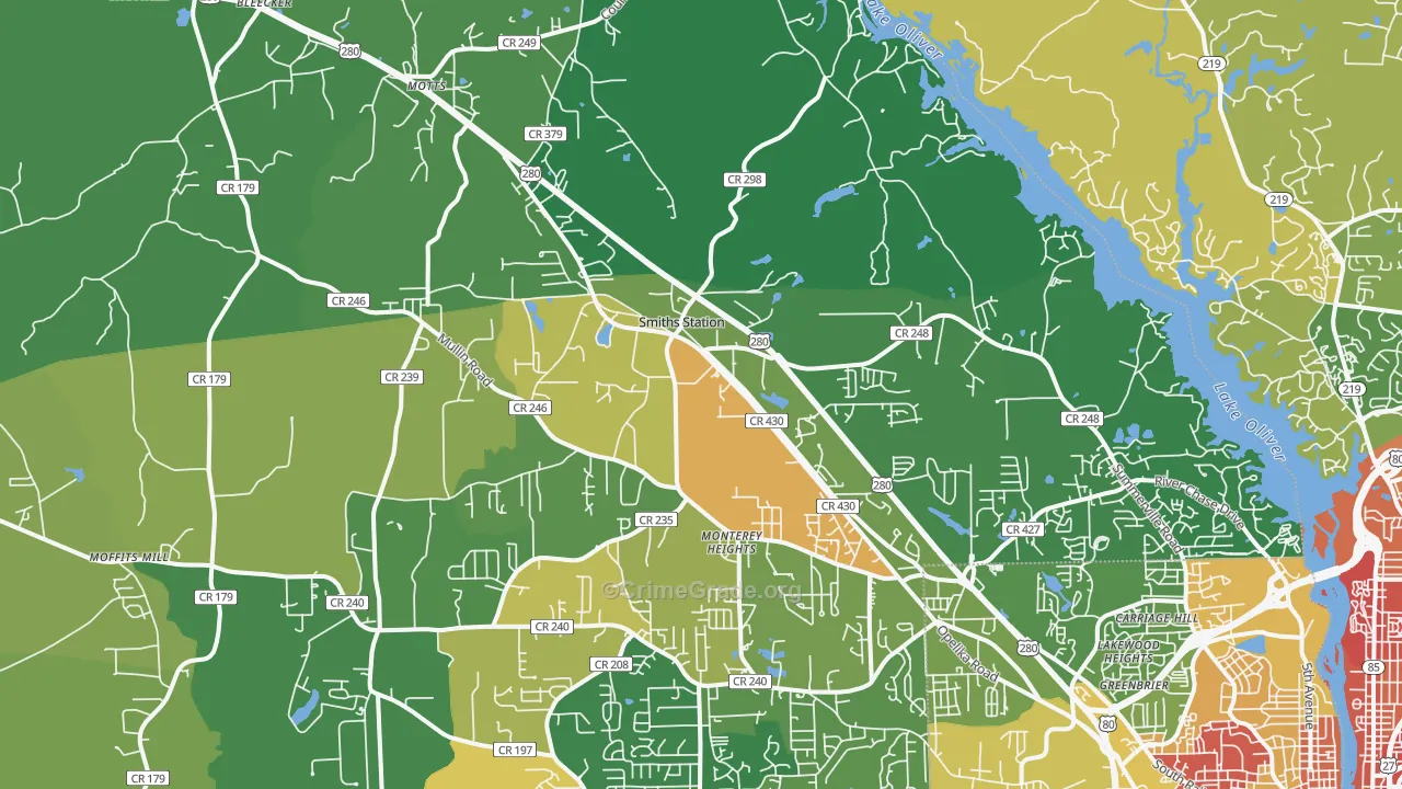 Smiths, AL Map of Burglary Rates