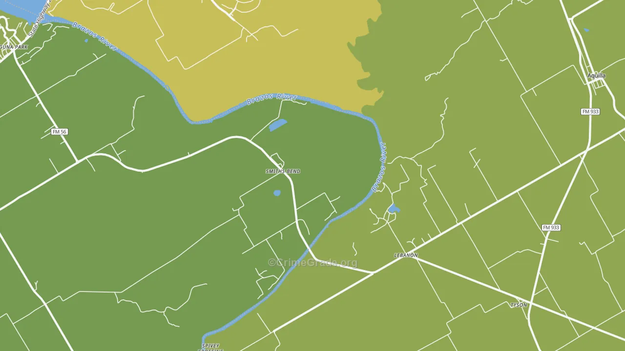 Smiths Bend, TX Map of Burglary Rates