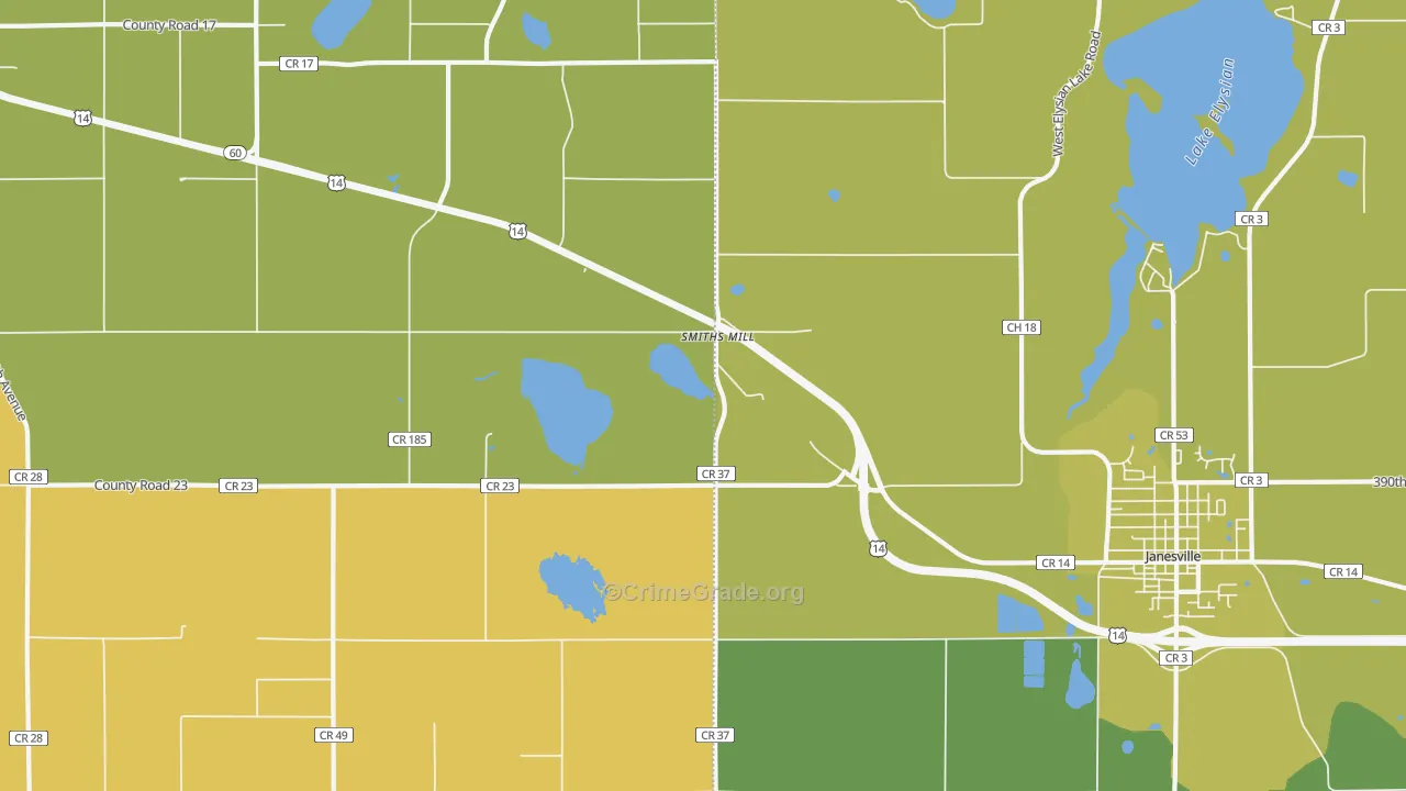 Smiths Mill, MN Map of Burglary Rates