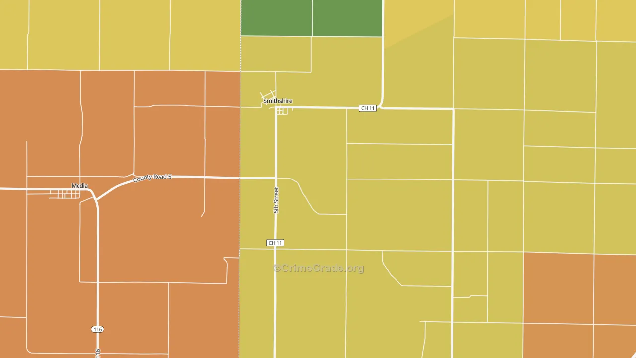 Smithshire, IL Map of Burglary Rates