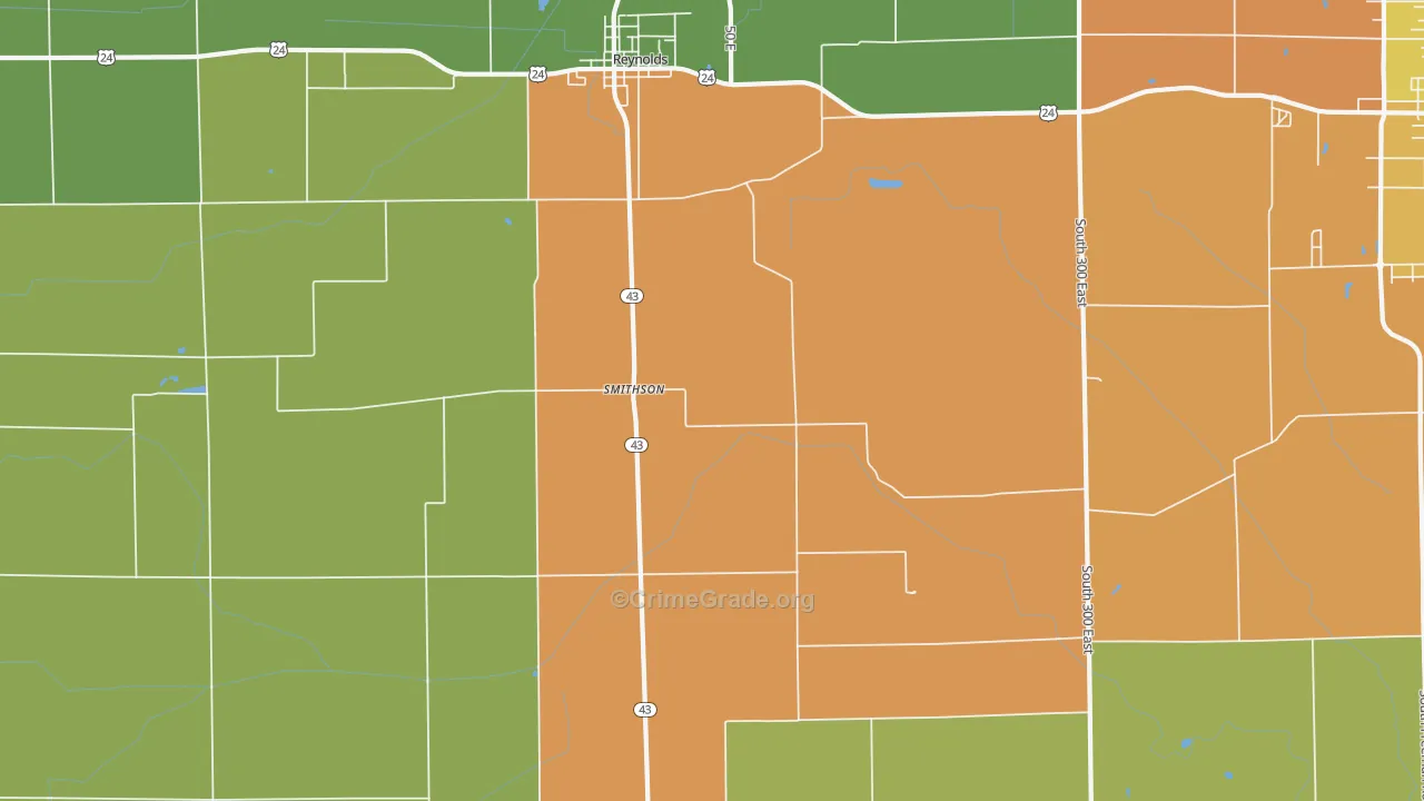 Smithson, IN Map of Burglary Rates