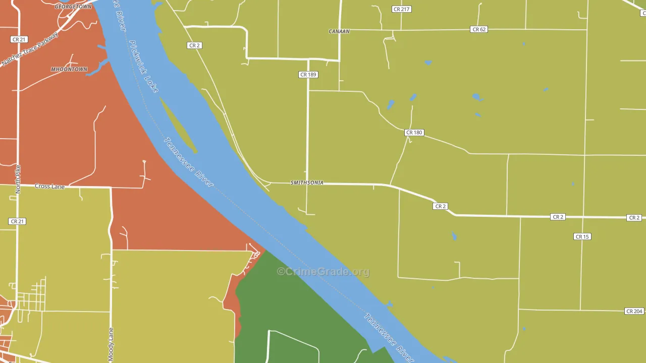 Smithsonia, AL Map of Burglary Rates