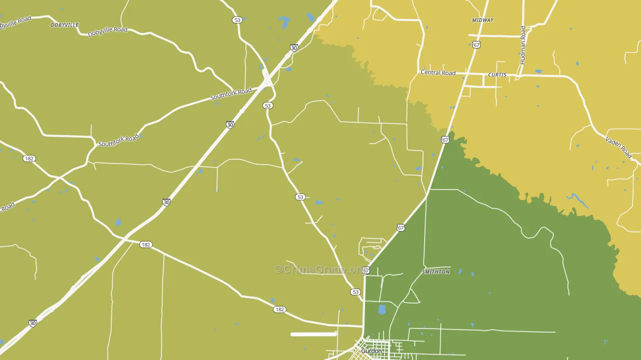 Smithton, AR Map of Burglary Rates