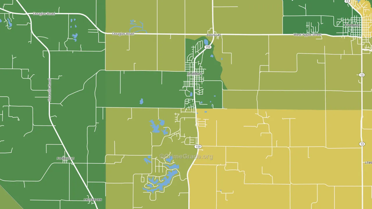 Smithton, IL Map of Burglary Rates