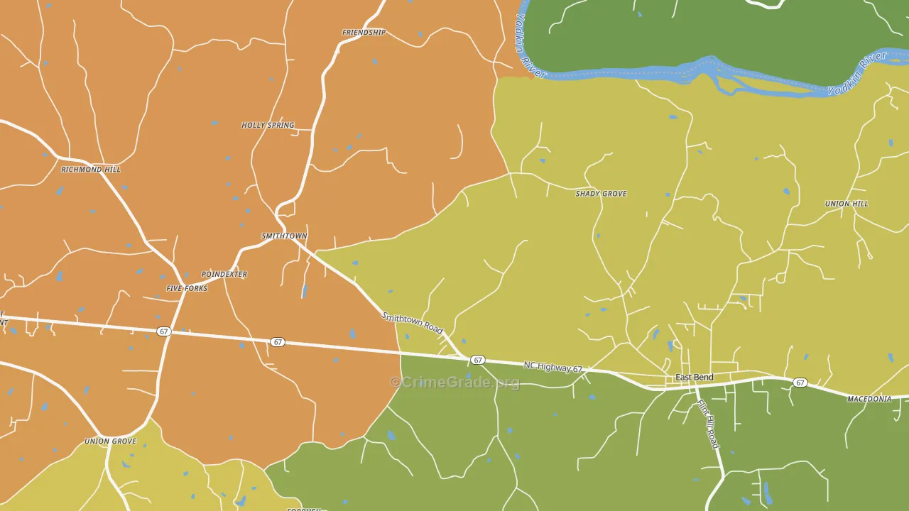 Smithtown, NC Map of Burglary Rates