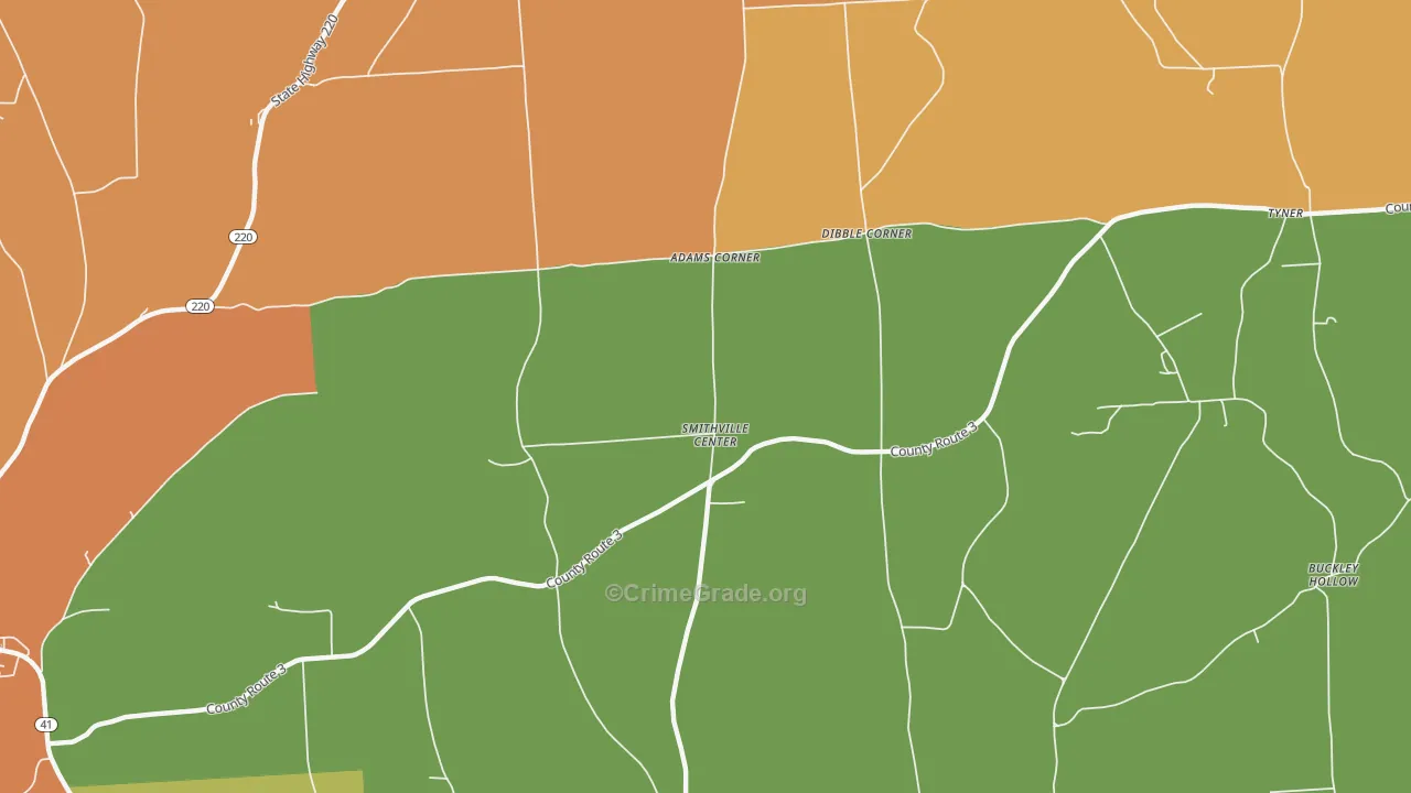 Smithville Center, NY Map of Burglary Rates