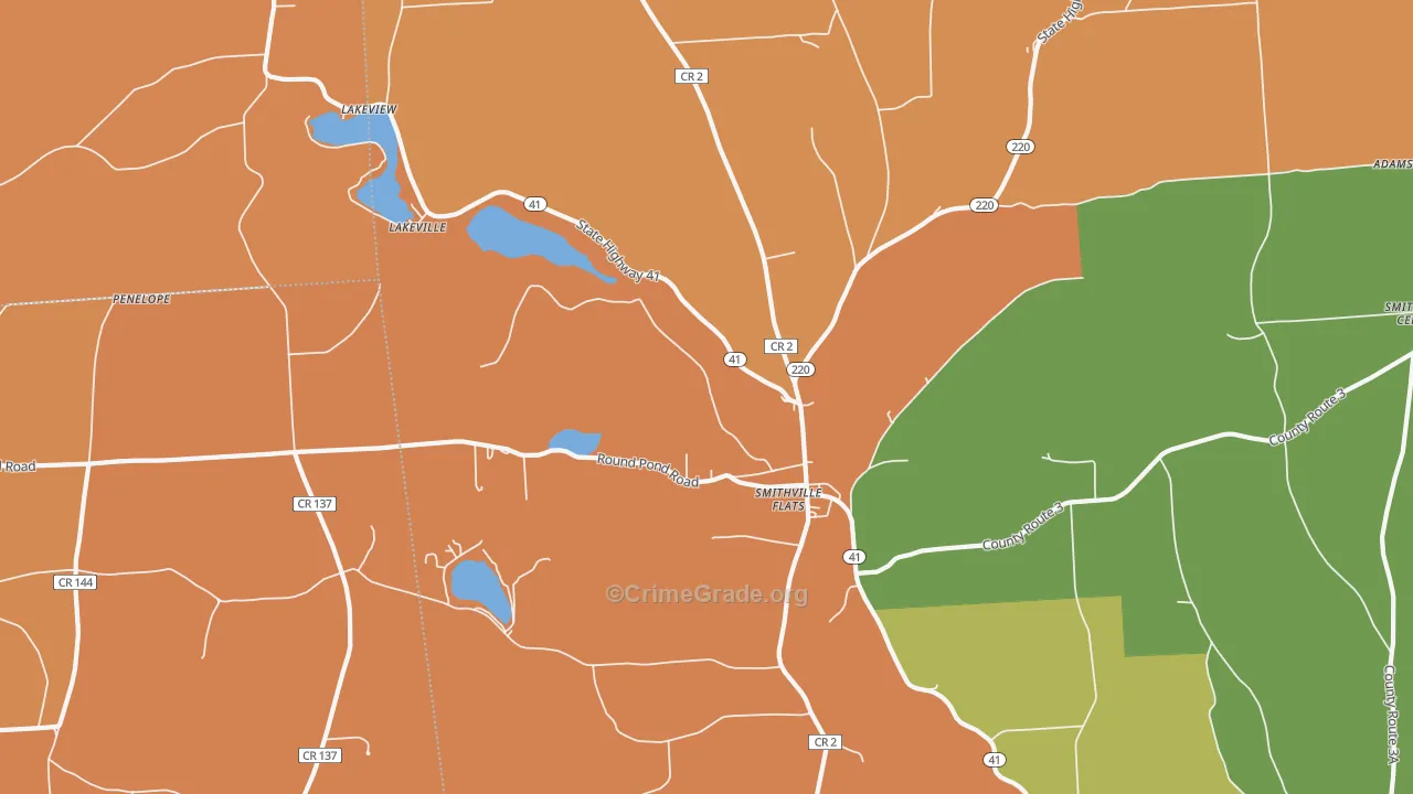 Smithville Flats, NY Map of Burglary Rates