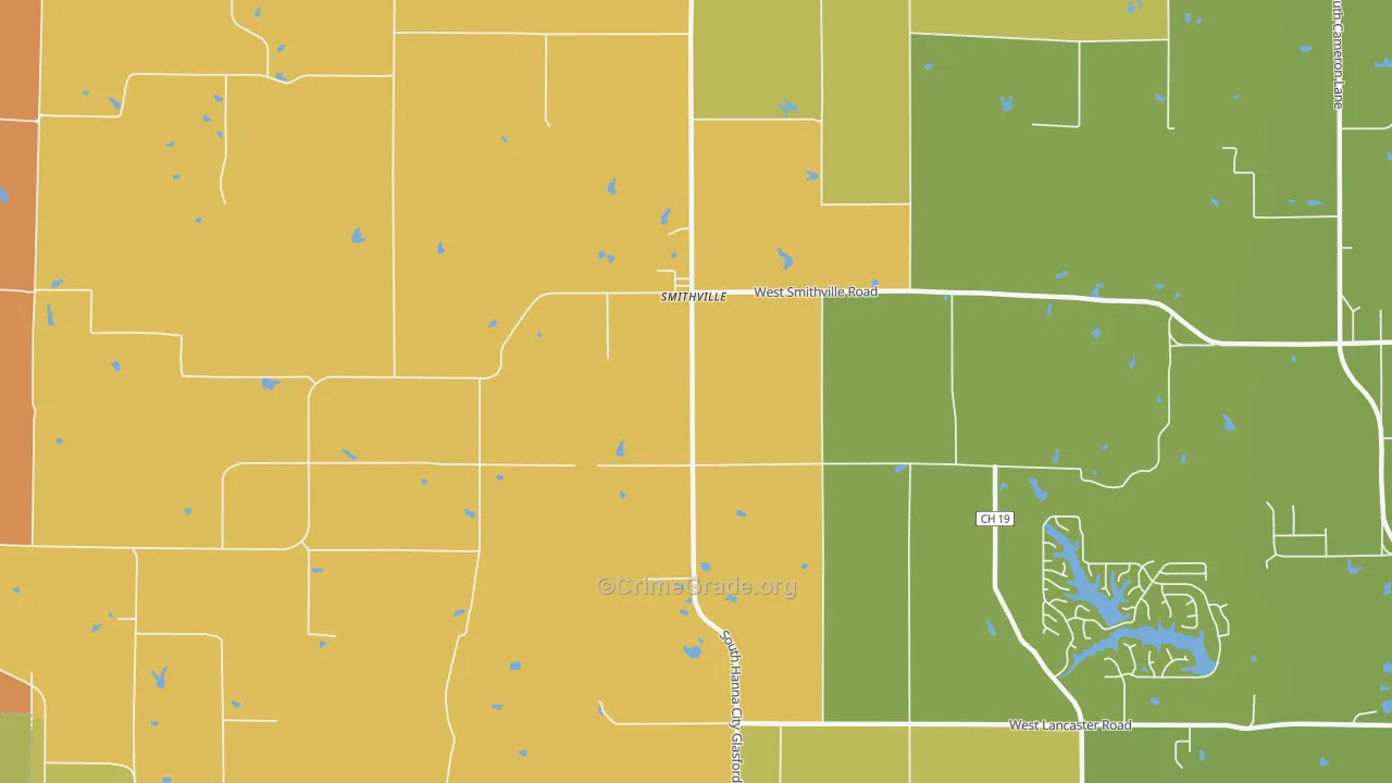 Smithville, IL Map of Burglary Rates