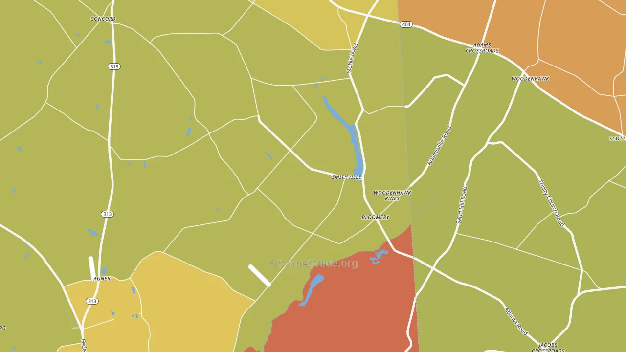 Smithville, MD Map of Burglary Rates