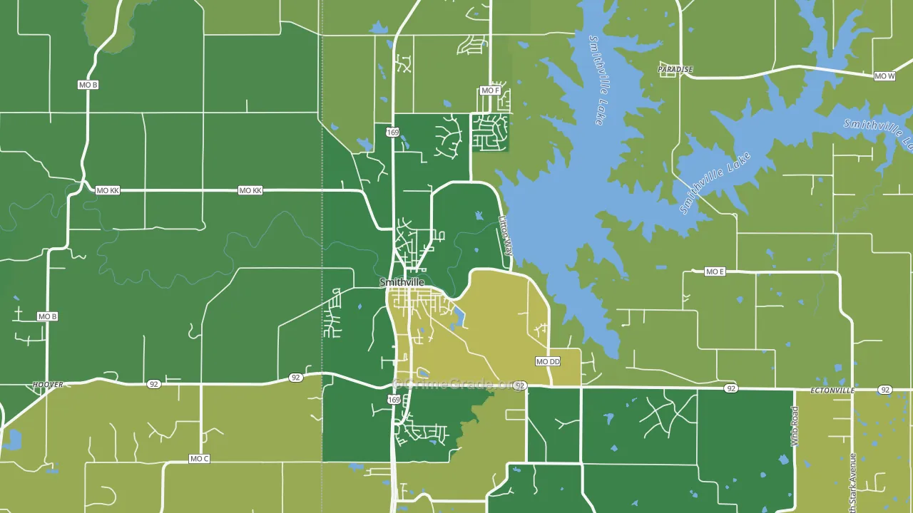 Smithville, MO Map of Burglary Rates