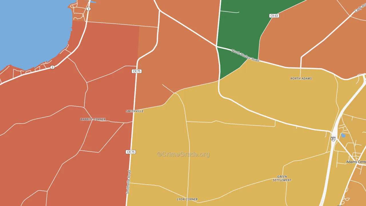 Smithville, NY Map of Burglary Rates