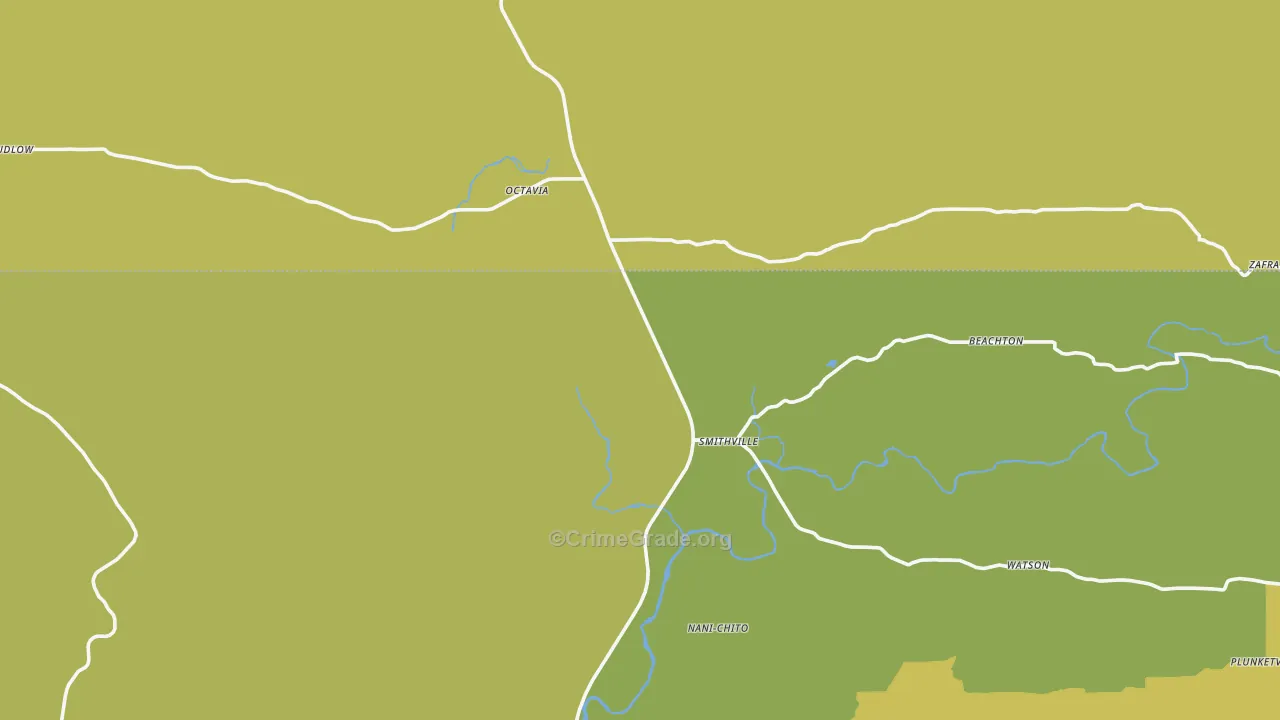 Smithville, OK Map of Burglary Rates