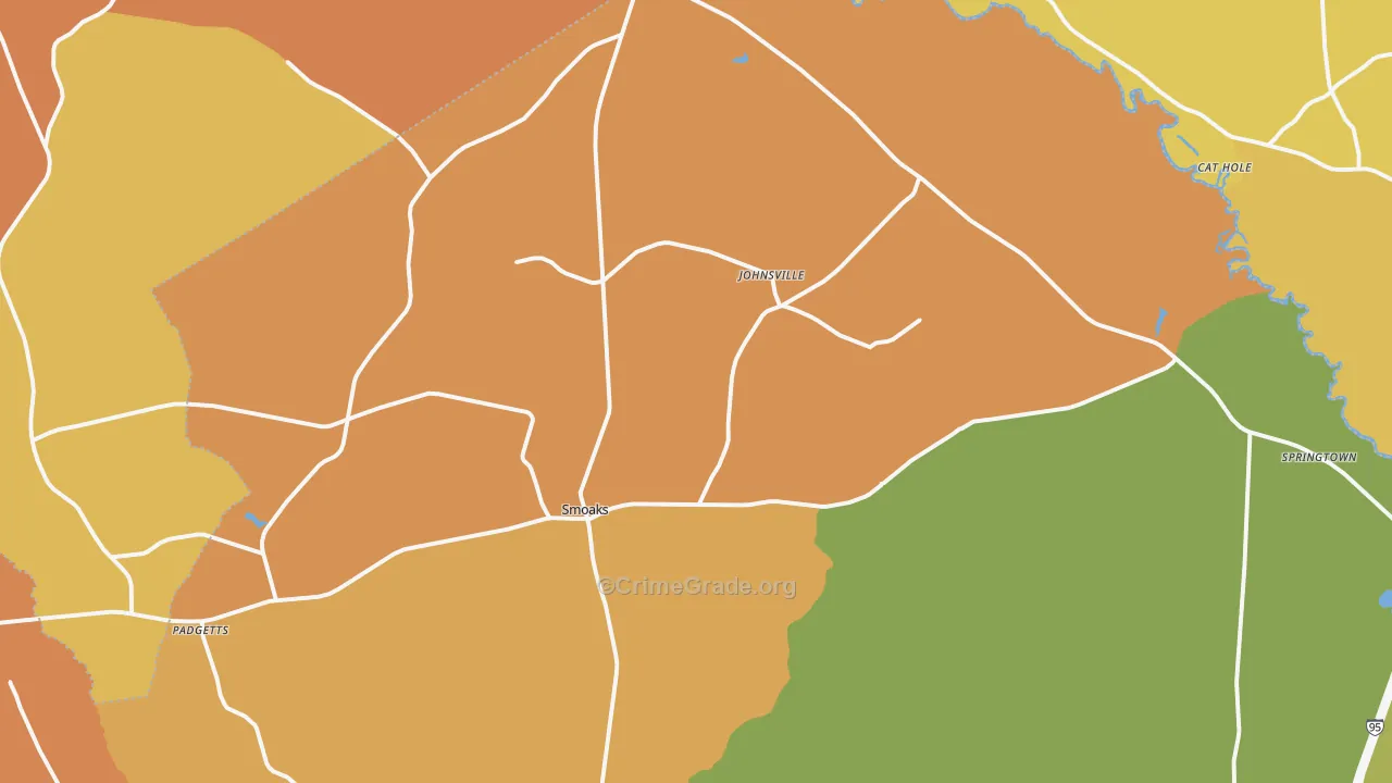 Smoaks, SC Map of Burglary Rates