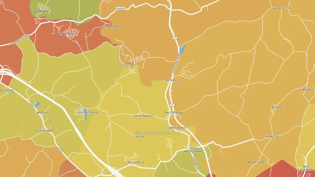 Smock, PA Map of Burglary Rates