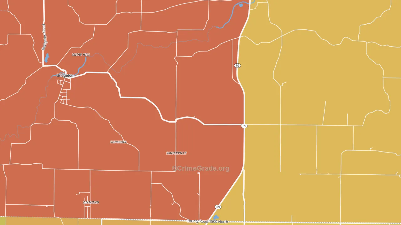 Smockville, IN Map of Burglary Rates