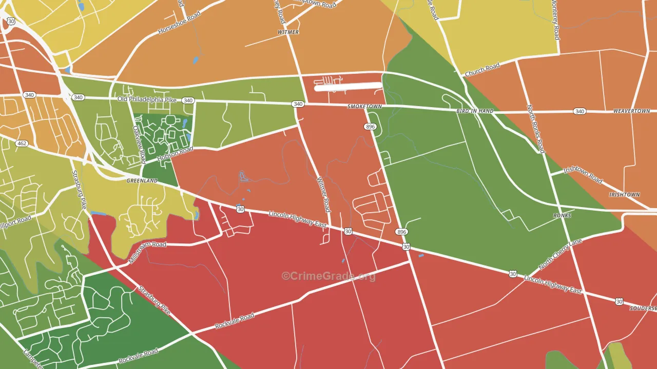 Smoketown, PA Map of Burglary Rates