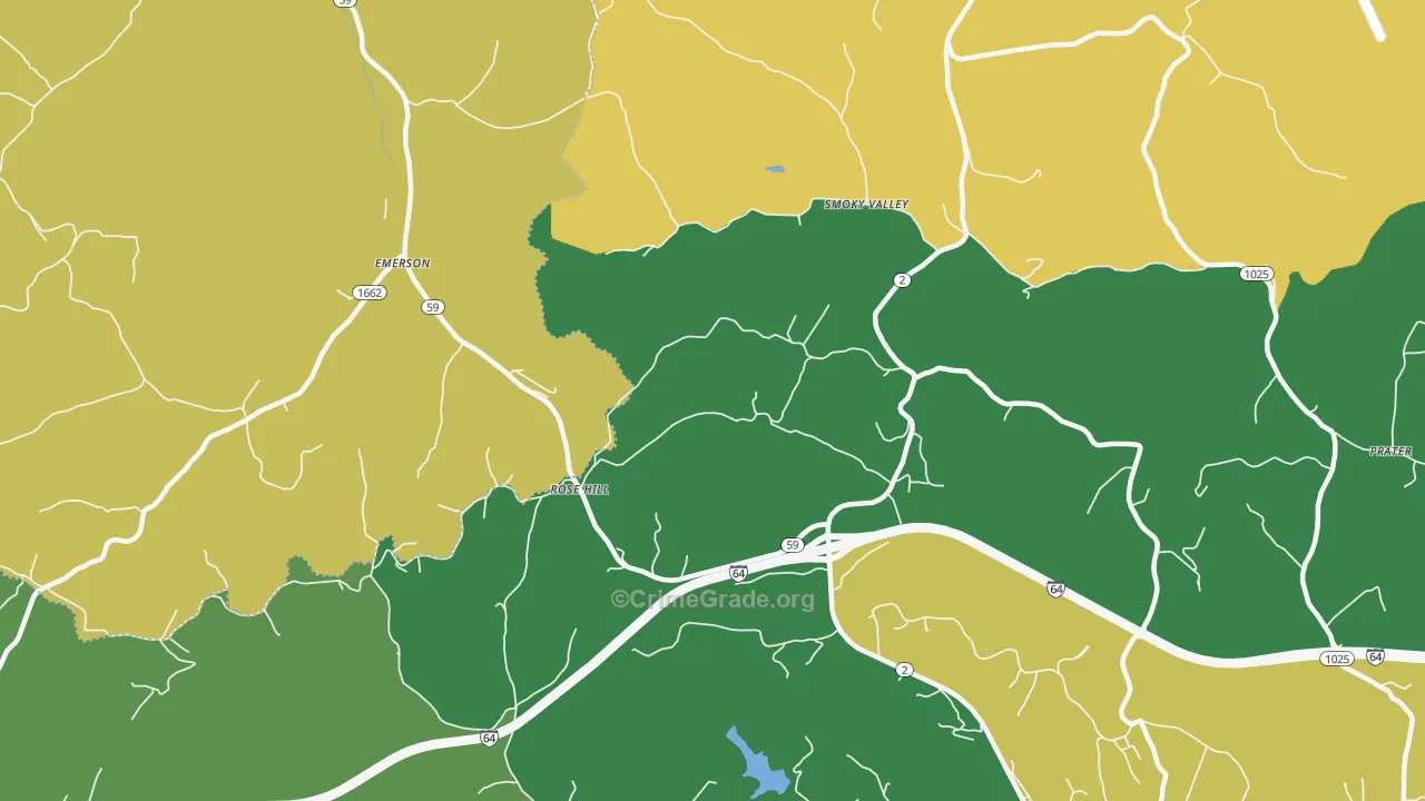 Smoky Valley, KY Map of Burglary Rates