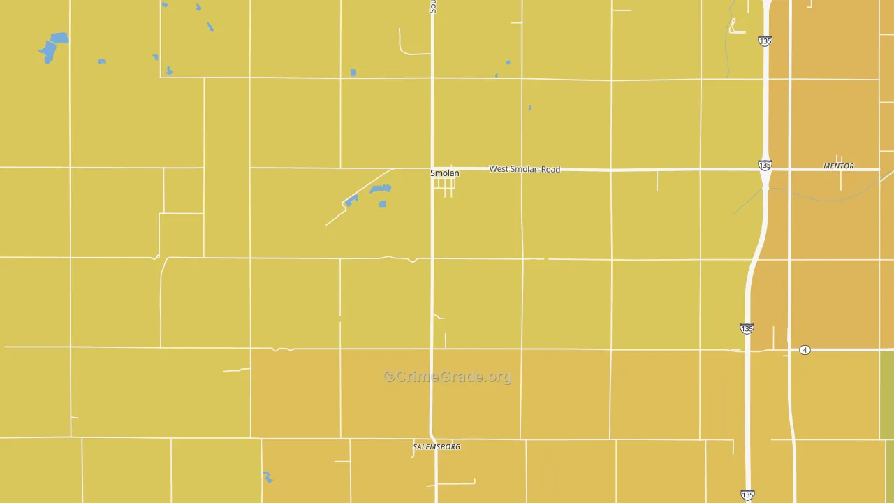 Smolan, KS Map of Burglary Rates