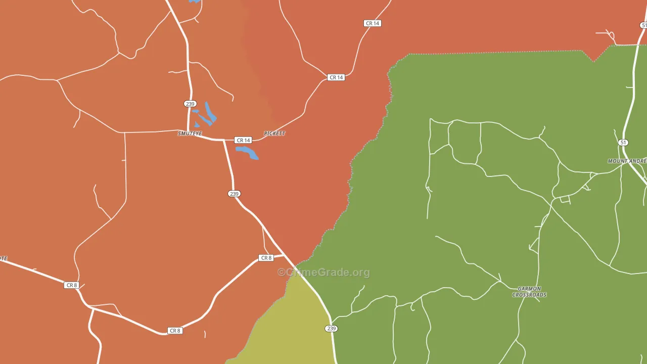 Smuteye, AL Map of Burglary Rates