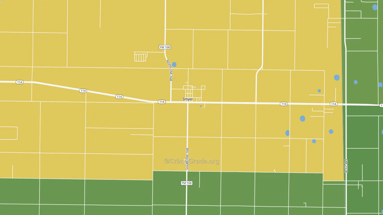 Smyer, TX Map of Burglary Rates