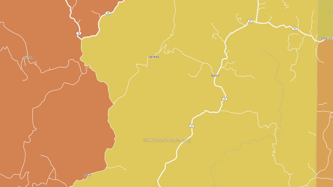 Smyrna, AR Map of Burglary Rates