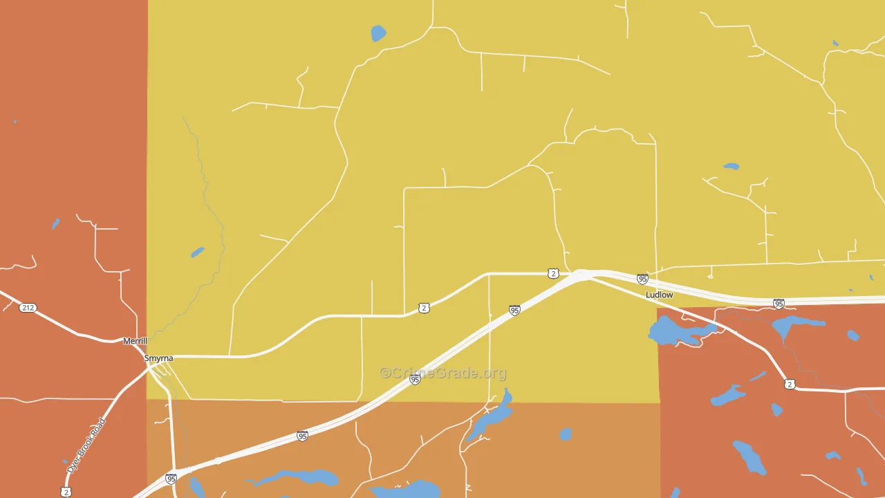 Smyrna Center, ME Map of Burglary Rates