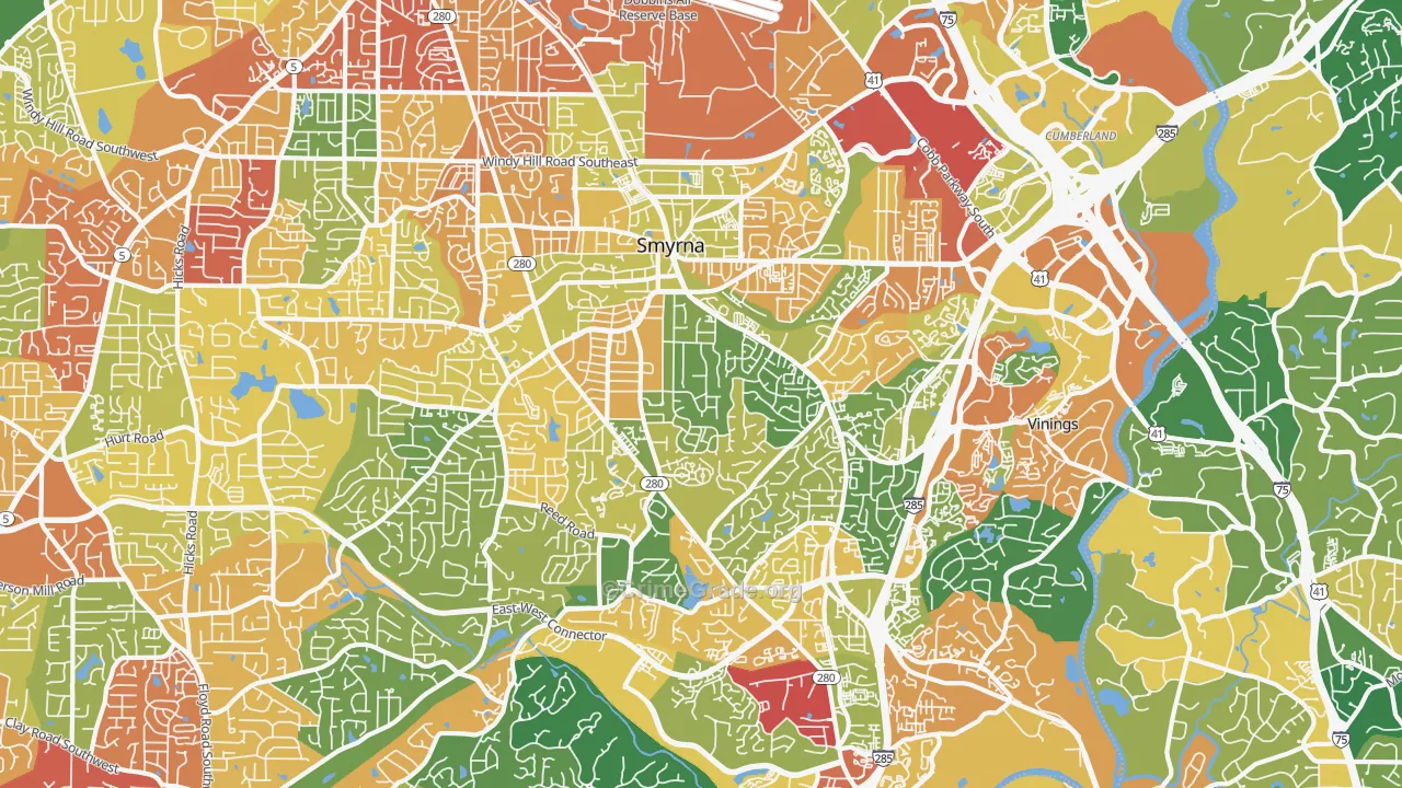 Smyrna, GA Map of Burglary Rates